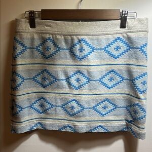 Hollister Blue and Gray Aztec Y2K Mini Skirt